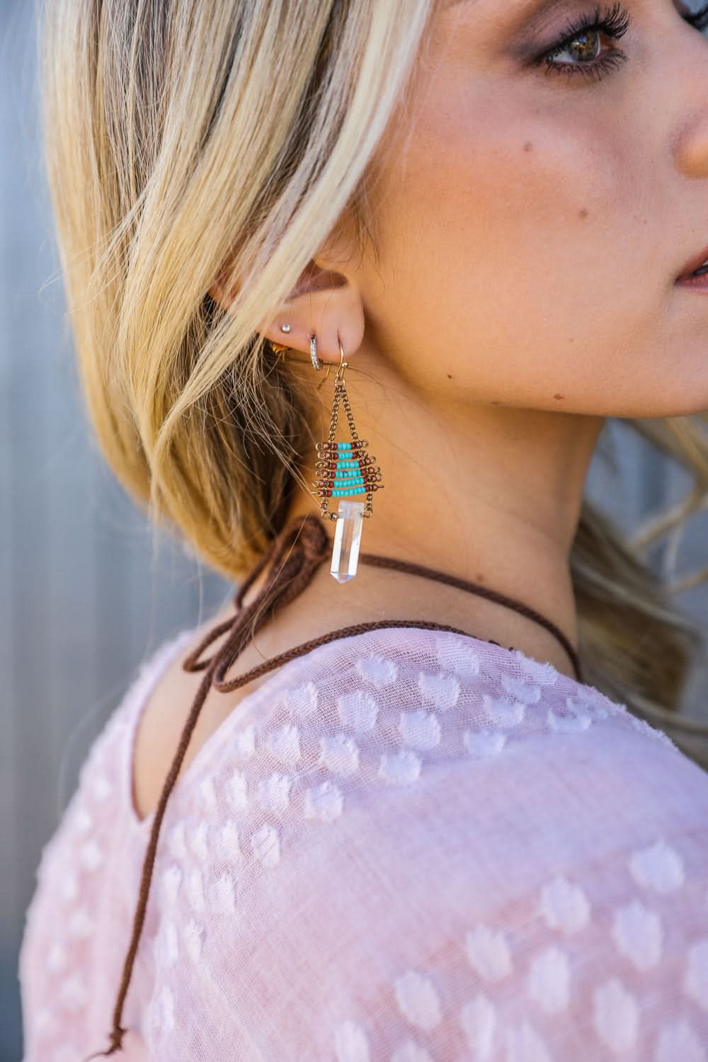Chic Seed Bead Earrings with Crystals
