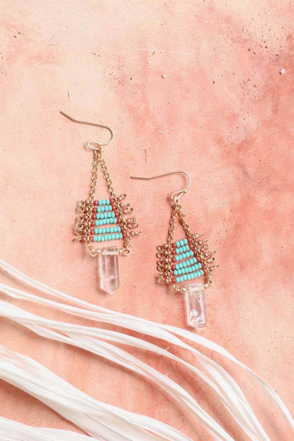 Chic Seed Bead Earrings with Crystals